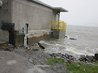 King tides at the furthest land accessible point on EBMUDâ€™s Bay outfall, a structure not usually surrounded by water. Photo courtesy EBMUD. 