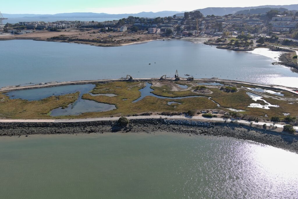 Heron's Head erosion controls (groins and headlands) under construction  in San Francisco. Photo: Port of SF